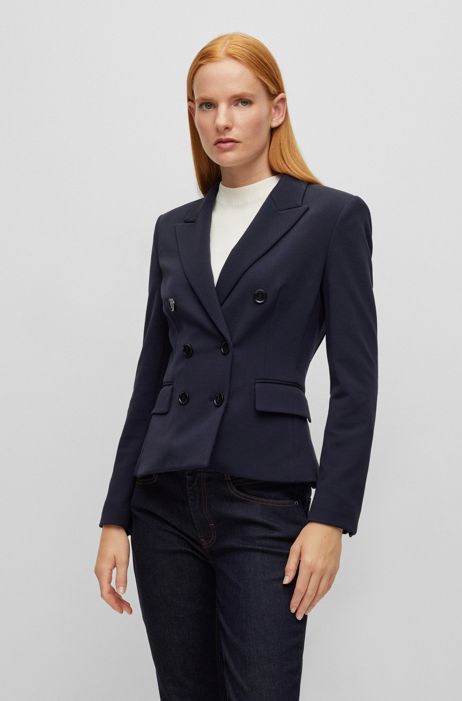 HUGO BOSS Donna Abbigliamento Cappotti e giubbotti Giacche Blazer Regular-fit double-breasted jacket in stretch fabric 