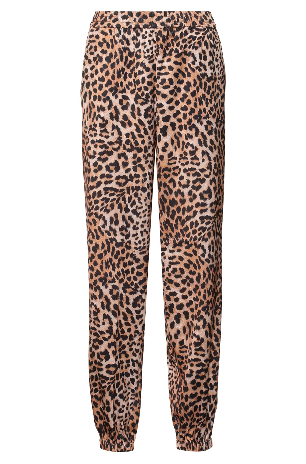 HUGO - Relaxed-fit trousers in leopard print with cuffed hems