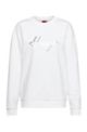 Relaxed-fit sweatshirt in French terry with logo print, White