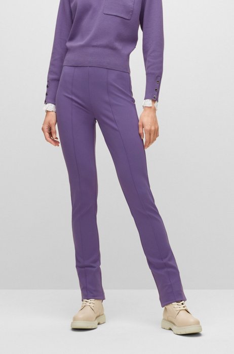 Regular-fit flared trousers in power-stretch jersey, Purple