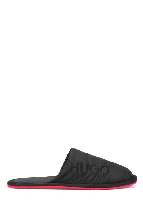 Logo slippers with REPREVE® uppers, Black