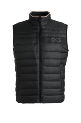 BOSS Water repellent padded gilet with 3D logo tape