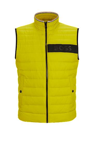 Hugo Boss Water-repellent Padded Gilet With 3d Logo Tape In Yellow
