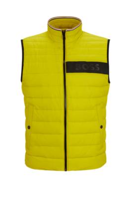 Hugo Boss Water-repellent Padded Gilet With 3d Logo Tape In Yellow