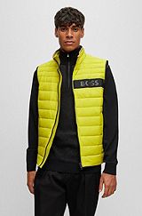 Water-repellent padded gilet with 3D logo tape, Light Green