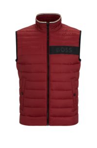 Water-repellent padded gilet with 3D logo tape, Dark Red
