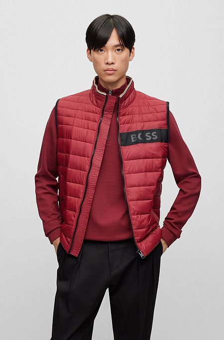 Water-repellent gilet with 3D-logo tape, Dark Red