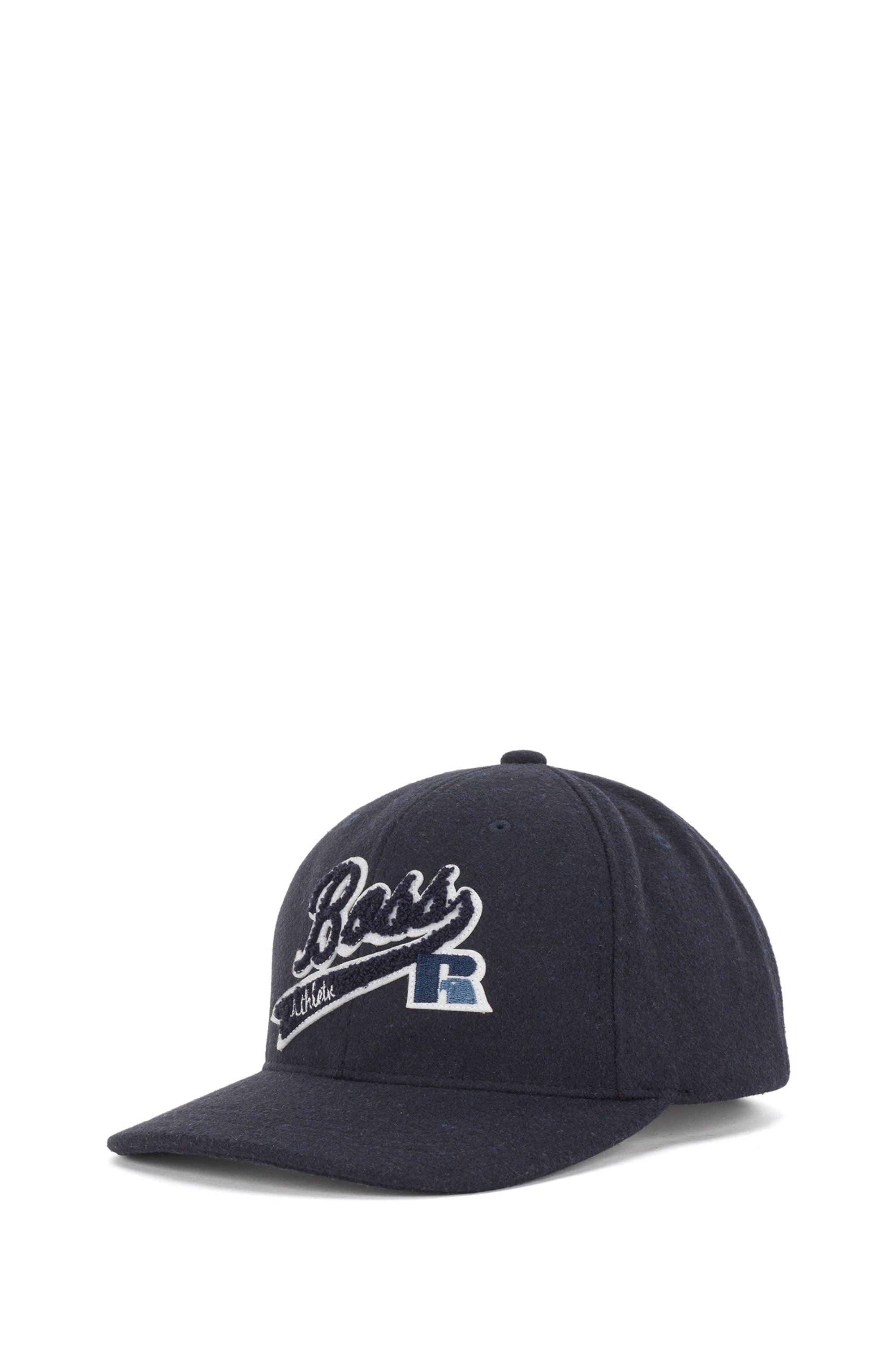 Cappellino effetto lana con logo esclusivo, Blu scuro
