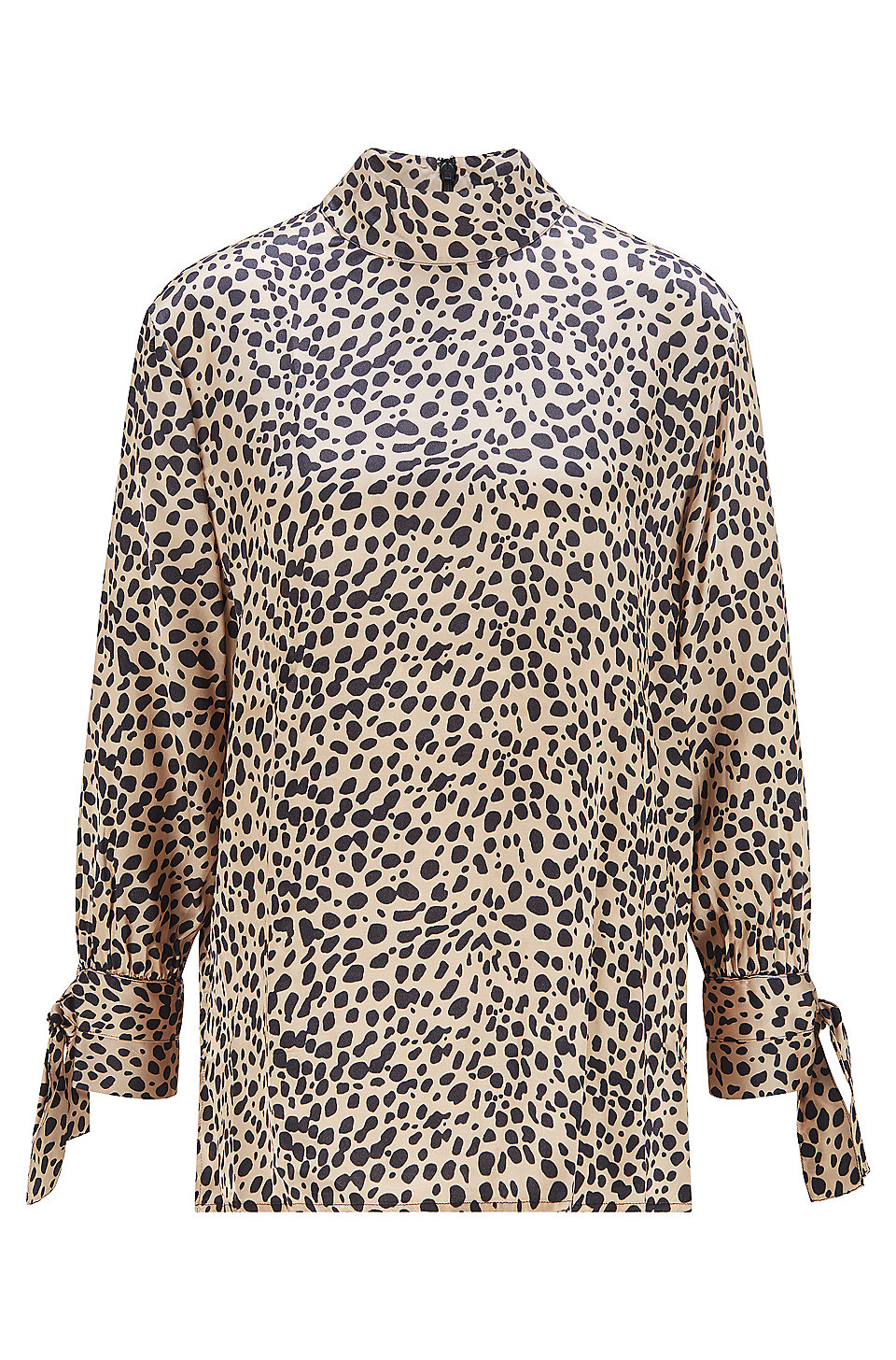 BOSS - Animal-print top with tie-up cuff details