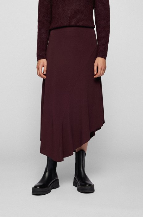Jersey rok in A-lijn met asymmetrische drapering, Donkerrood