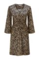 Short dress with twist front and animal print, Patterned