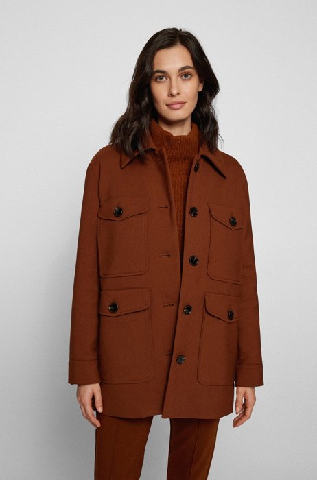 Relaxed-fit field jacket in a stretch-cotton blend, Brown