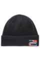 Wool-blend beanie hat with exclusive logo, Black