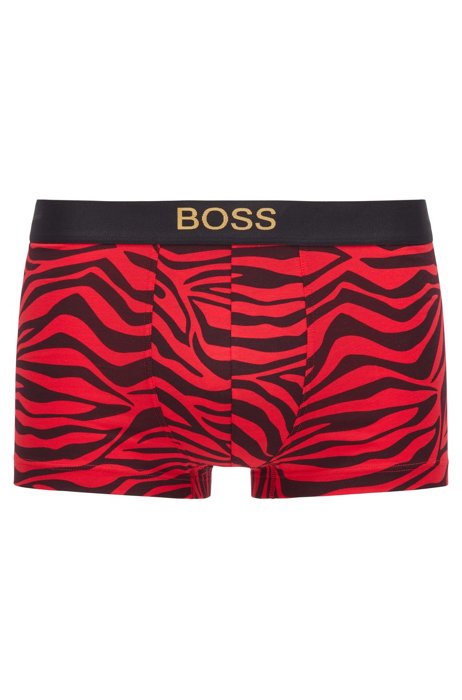 Tiger-print trunks in a stretch-cotton blend, Light Red