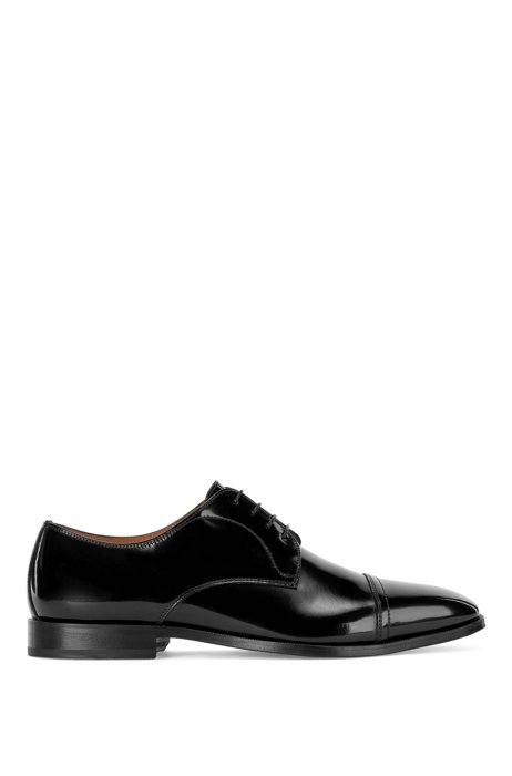 Leather Derby shoes with stitched captoe, Black