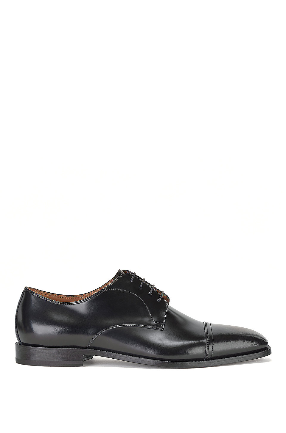 BOSS - Leather Derby shoes with stitched captoe