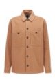 Overshirt in wool-blend terry with exclusive logo, Beige