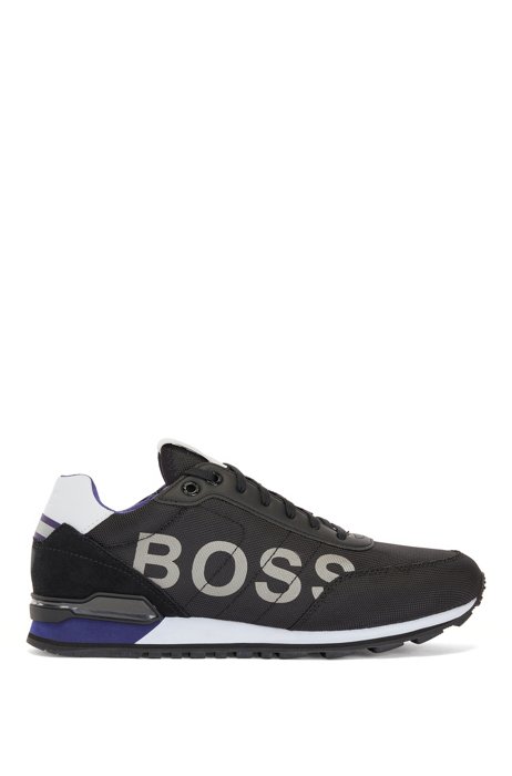 Logo trainers with recycled-nylon uppers, Black