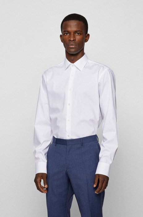 Regular-fit shirt in easy-iron cotton poplin, White