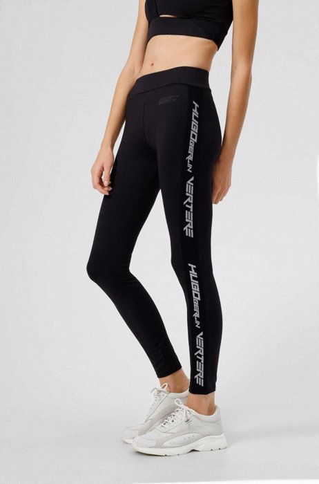 Super-stretch leggings with exclusive logo details, Black