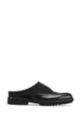 Slip-on shoes in mixed materials with brogueing, Black