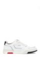 Mixed-material trainers with contrast branded trims, White
