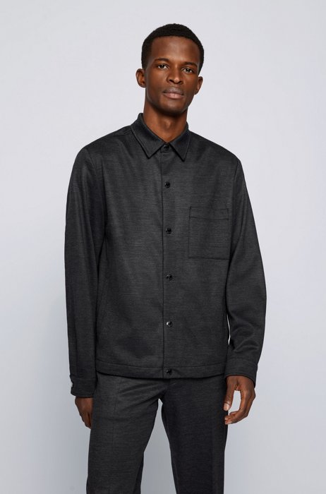 Slim-fit jacket in melange comfort-stretch jersey, Grey