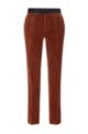 Slim-fit tuxedo trousers in cotton velvet, Brown