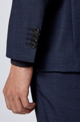 BOSS - Regular-fit Suit In Melange Virgin-wool Serge