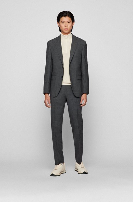 Regular-fit suit in micro-patterned virgin wool, Grey