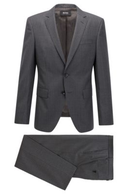 BOSS - Slim-fit suit in striped virgin wool