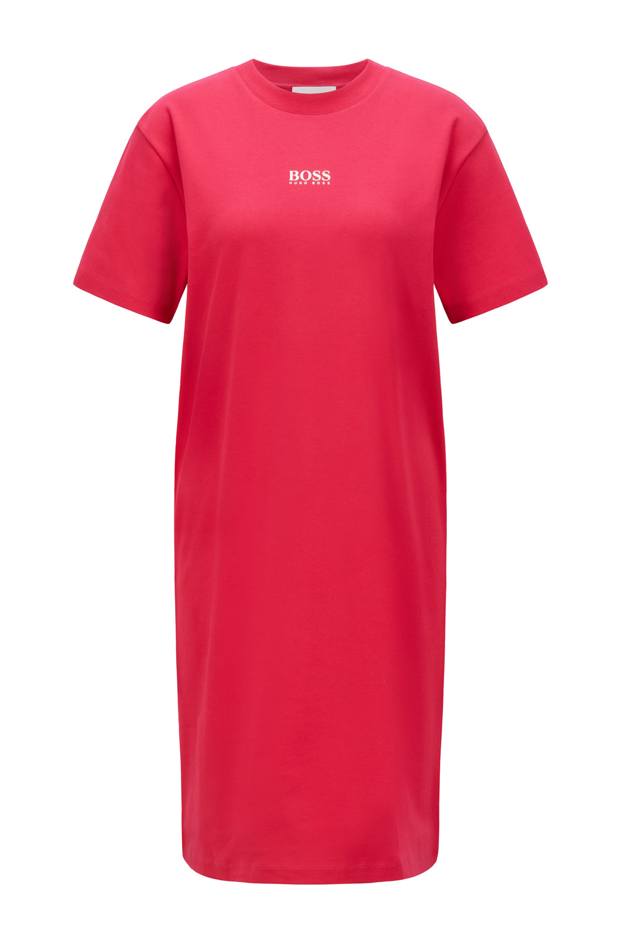 T-Shirt-Kleid aus Interlock-Baumwolle mit Logo, Pink