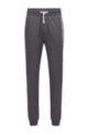 Cotton-terry loungewear trousers with stripes and logo, Grey