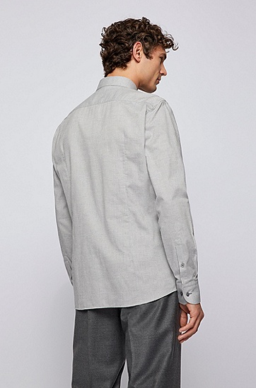 巴拿马棉长袖修身衬衫,  050_Light/Pastel Grey