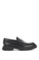 Italian-made loafers in brush-off leather, Black