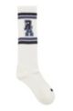 Unisex knee-high socks with varsity-style logo, White