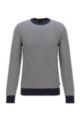 Regular-fit sweater in structured recot²® with double collar, Dark Blue