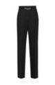 High-waisted wide-leg trousers with chain trim, Black