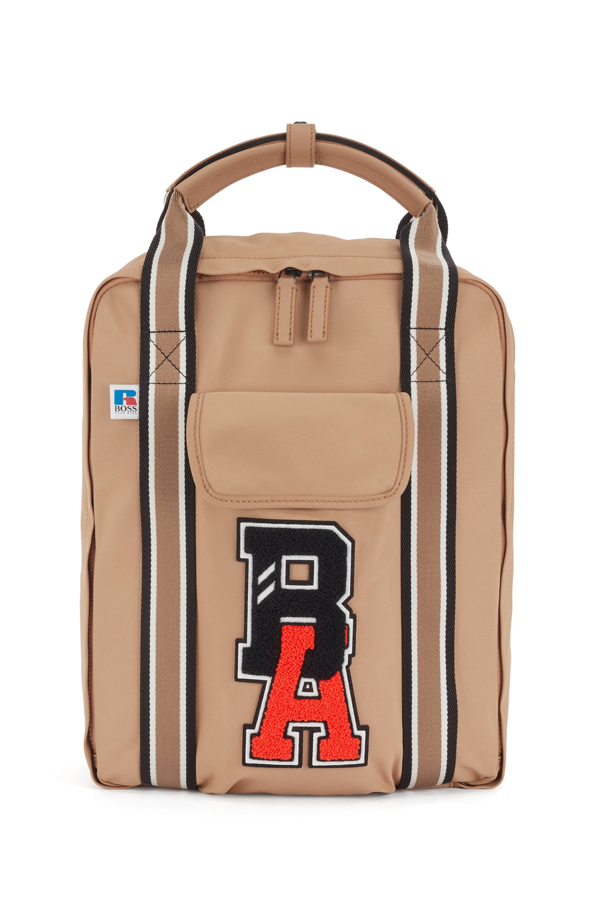 Rucksack aus recyceltem Nylon mit exklusivem Logo, Beige