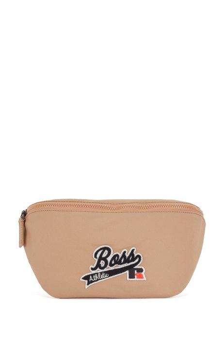 Belt bag in recycled nylon with exclusive logo, Beige