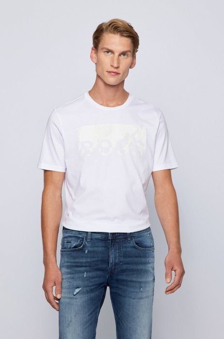 Cotton T-shirt with Palm Springs photo and logo artwork, White
