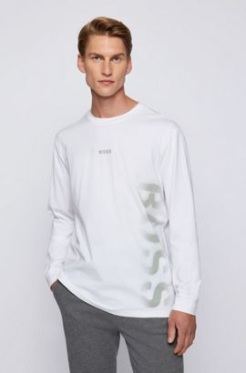 Make life Apparently at least BOSS - Relaxed-fit long sleeved T-shirt in cotton with logo