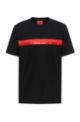 Organic-cotton T-shirt with red logo tape, Black