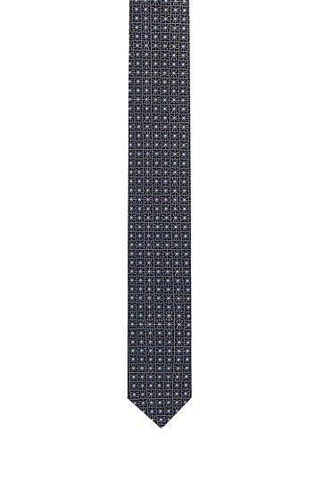 图案装饰真丝提花领带,  001_Black