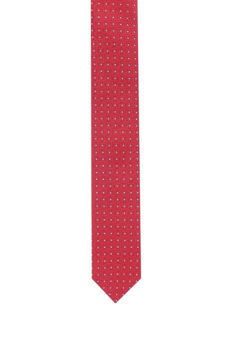 Patterned tie in silk jacquard, Red