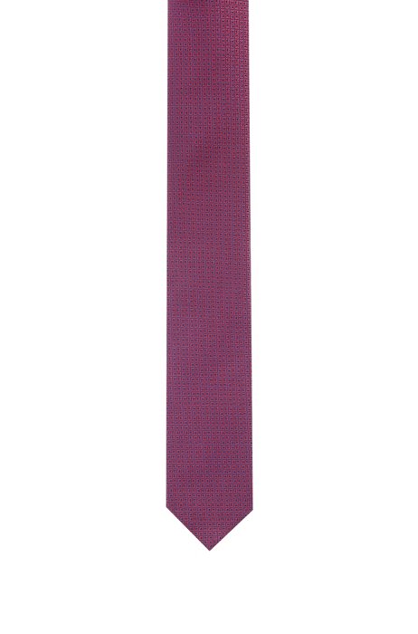 Micro-patterned tie in pure silk, Purple