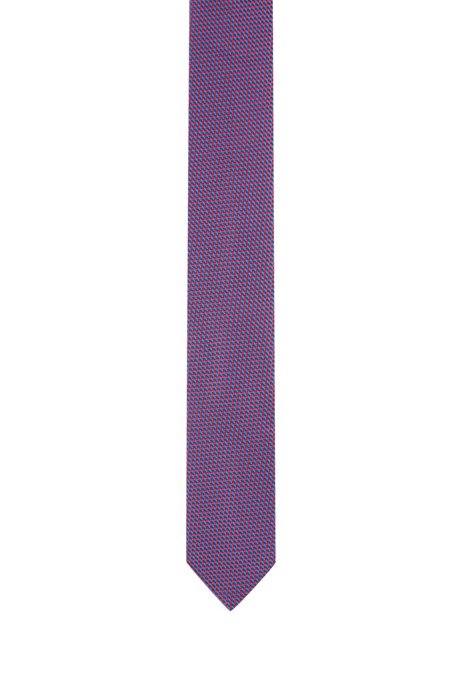 Pure-silk tie with jacquard-woven micro pattern, light pink