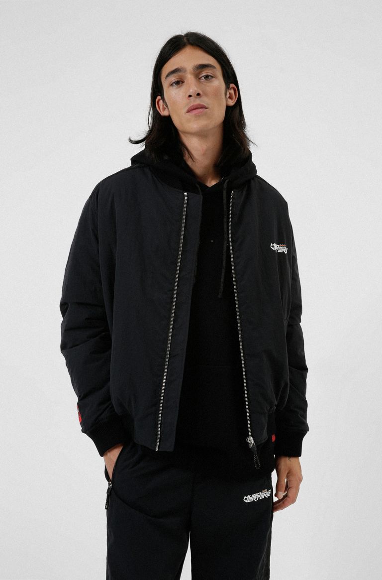 hugoboss.com | Oversized-fit bomber jacket with glow-in-the-dark print