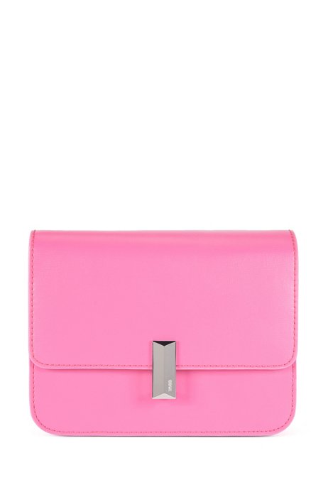 Coated-leather crossbody bag with signature hardware, Pink