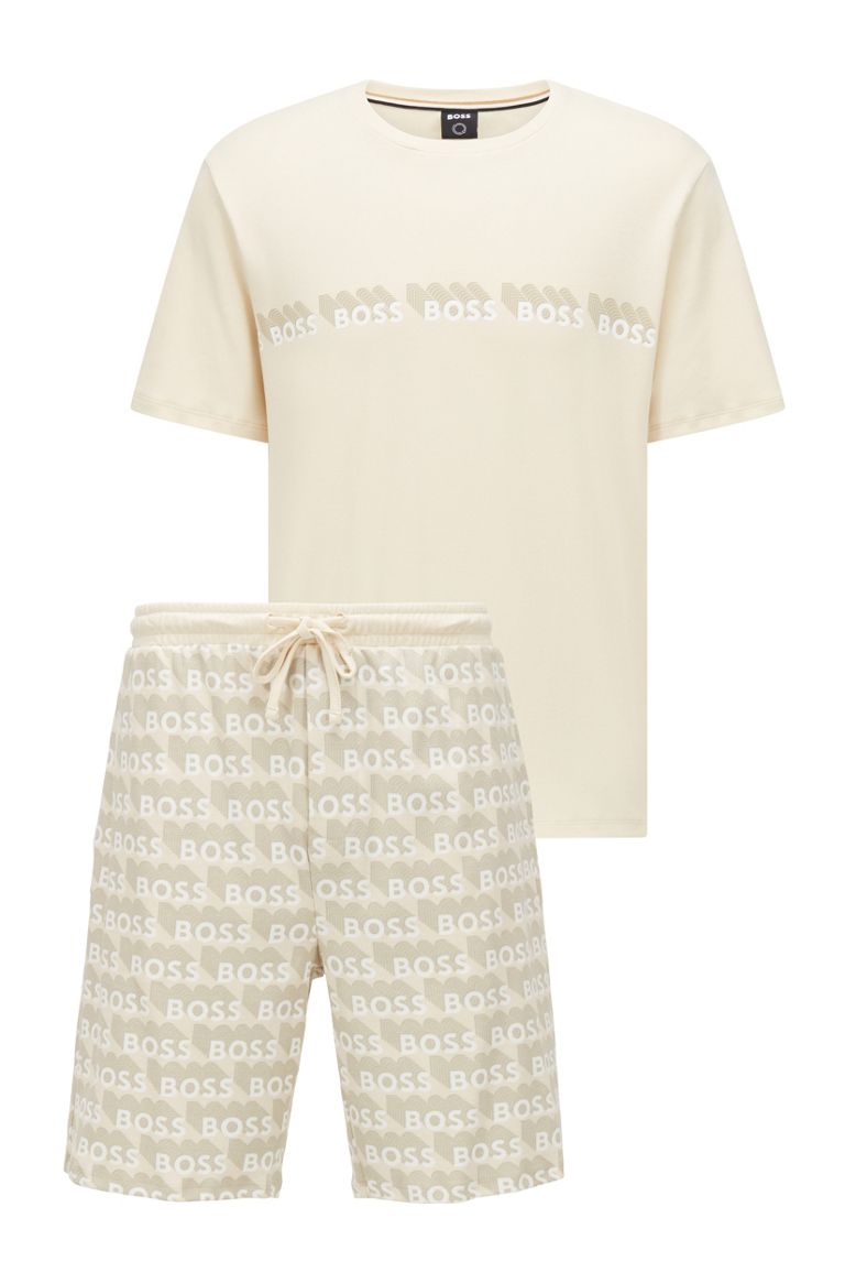 hugoboss.com | Organic-cotton pyjama set with logo print